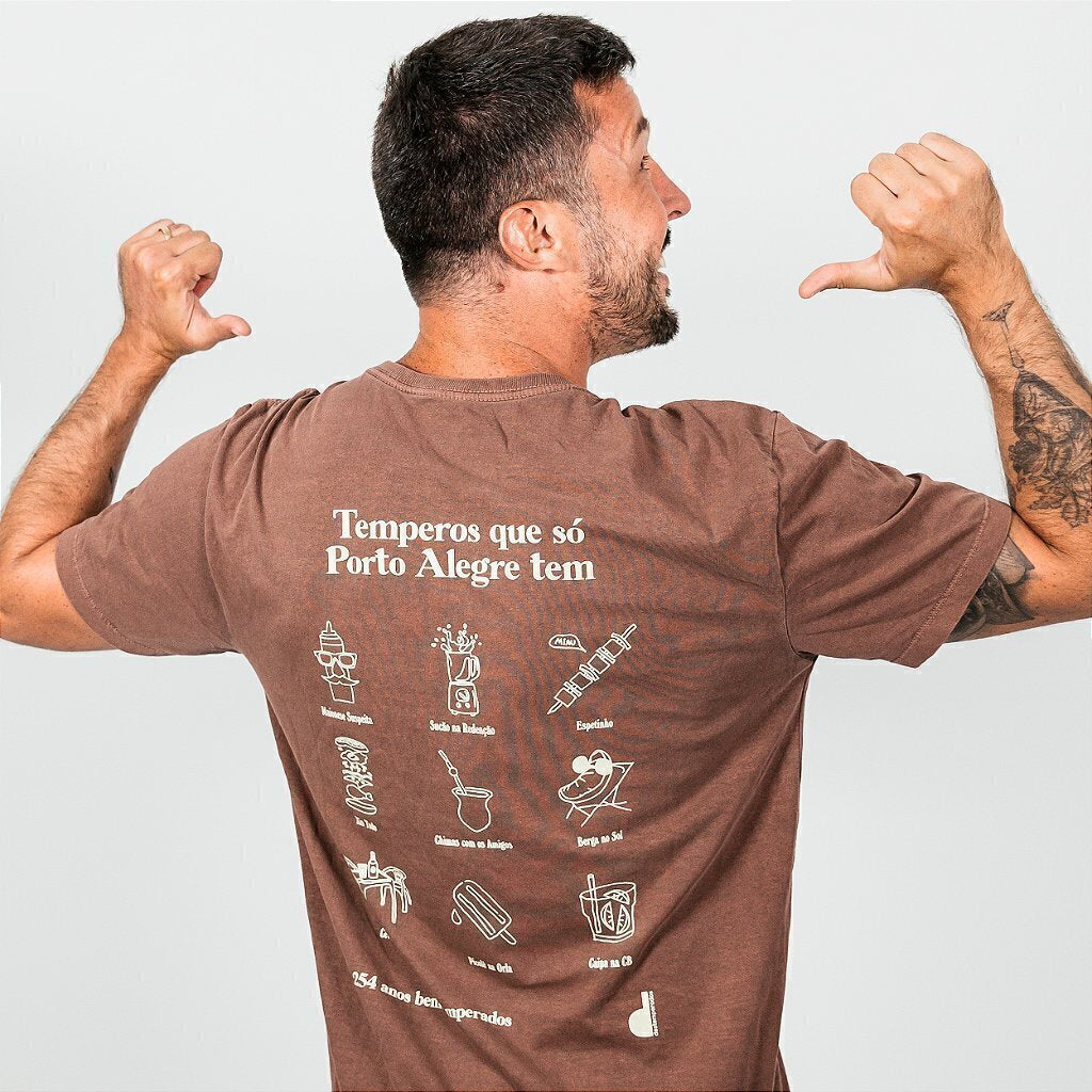 Camiseta Curta Porto Alegre | Destemperados - Marrom